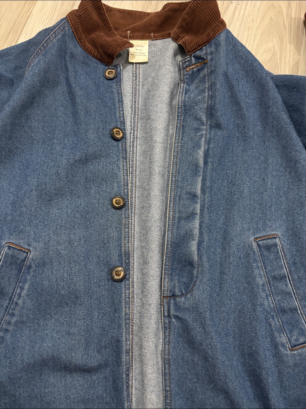 Vintage Chore Coat Womens Denim Corduroy Cuff Collar Utility Rugged Homestead M - Picture 6 of 10